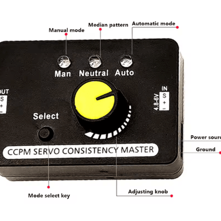 RC Three mode Servo Tester top view- Approach RC Concepts