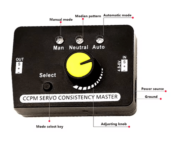 RC Three mode Servo Tester top view- Approach RC Concepts